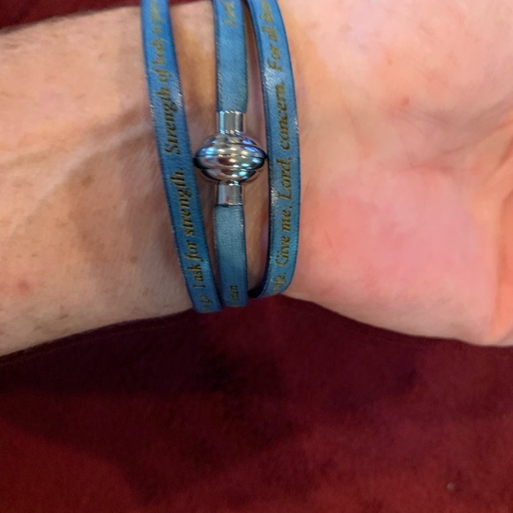 First Responder Police Firefighter Prayer Bracelet Blue Leather Wrap Bracelet - Picture 2 of 5